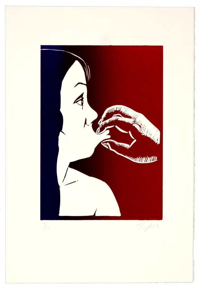 Linogravura Topor - Bouche que veux-tu ?