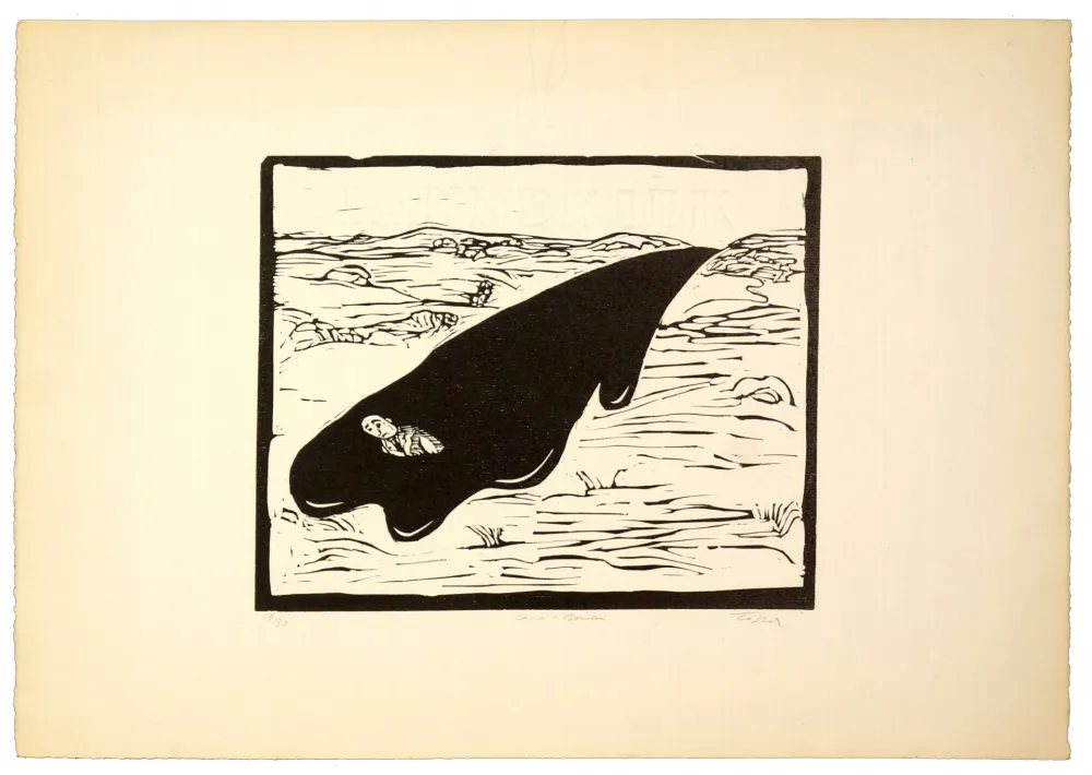 Linogravura Topor - Caca boudin