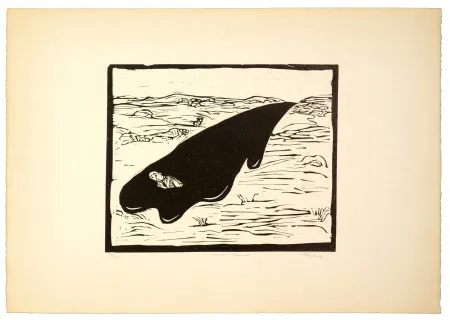 Linogravura Topor - Caca boudin