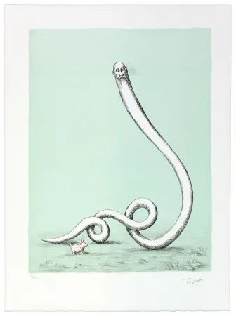 Litografia Topor - Ce n’est pas à un vieux lièvre qu’on apprend à faire le civet