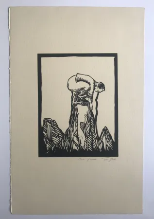Linogravura Topor - C'est la vie