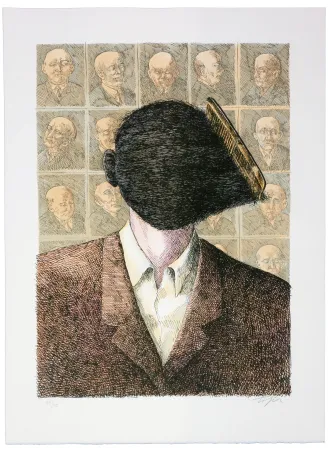 Litografia Topor - C'est Teton, la victime du crime de Montfermeil. Faute de sa perruque on ne le reconnaissait pas d'abord.