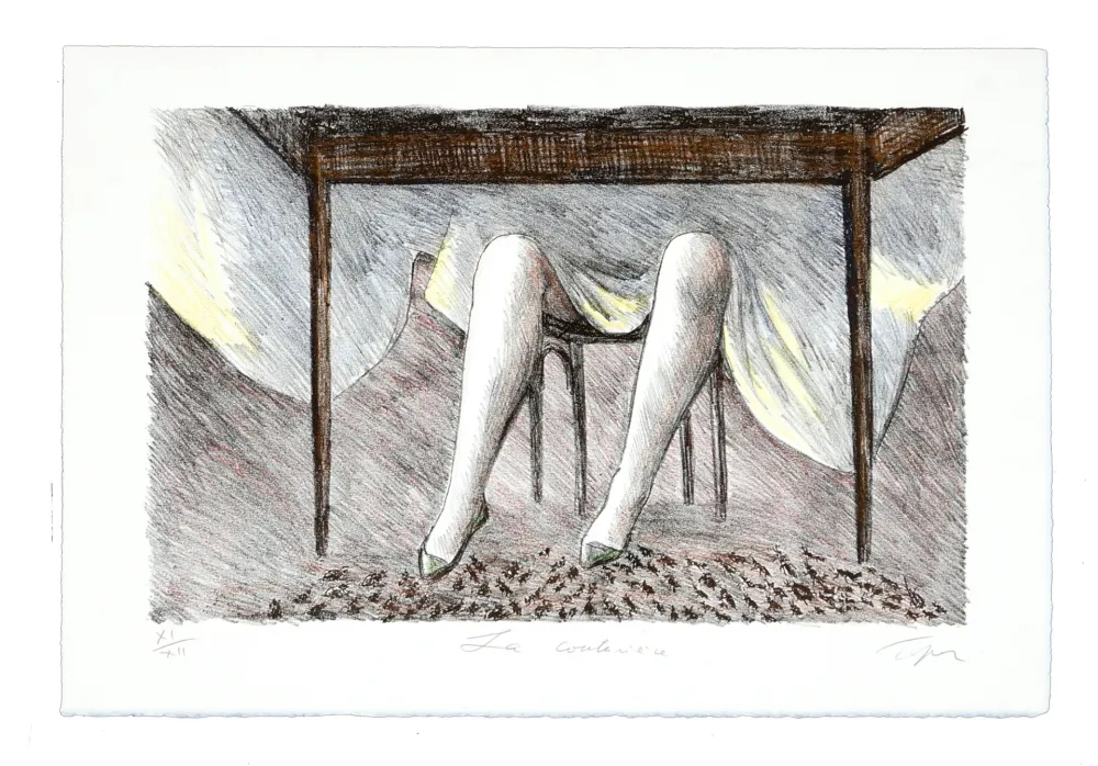 Litografia Topor - Jeux de table (La couturière)