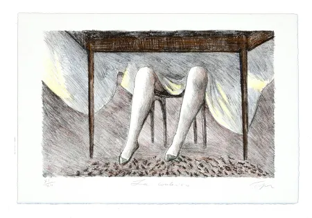 Litografia Topor - Jeux de table (La couturière)