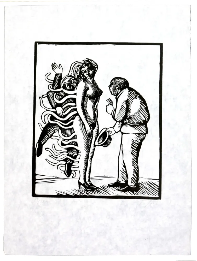 Linogravura Topor - La belle affaire