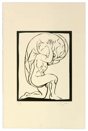 Linogravura Topor - Le pouvoir me gonfle