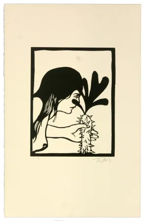 Linogravura Topor - L'épineuse