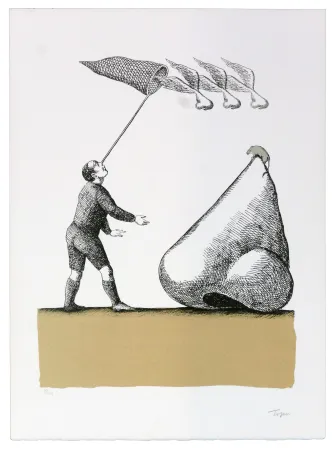 Litografia Topor - Les ailes du nez