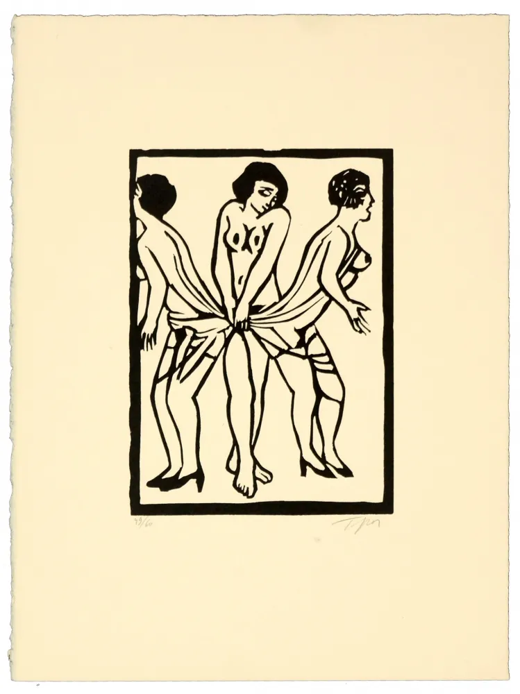 Linogravura Topor - Marx sisters