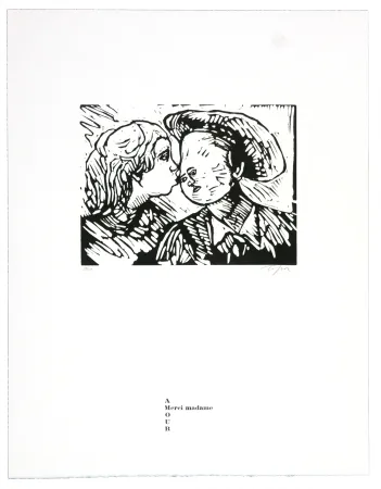 Linogravura Topor - Merci madame