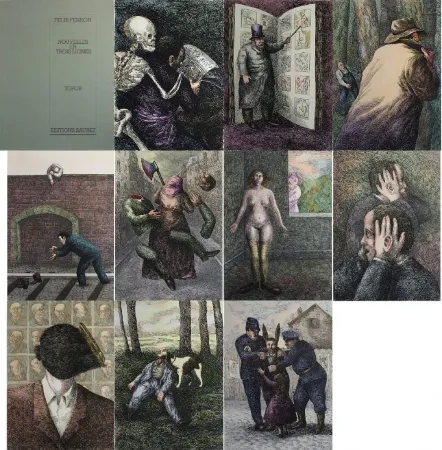 Litografia Topor - Nouvelles en 3 lignes