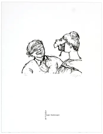 Litografia Topor - Orgie fantasque 