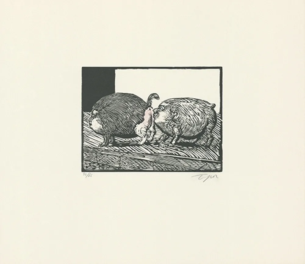 Linogravura Topor - Roméo et Juliette