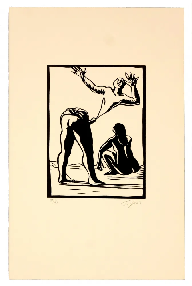 Linogravura Topor - Self-made man