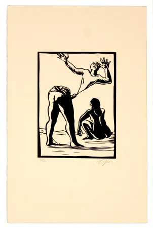 Linogravura Topor - Self-made man