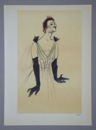 Heliogravura Toulouse-Lautrec - Yvette Guilbert -Maquette d'une affiche