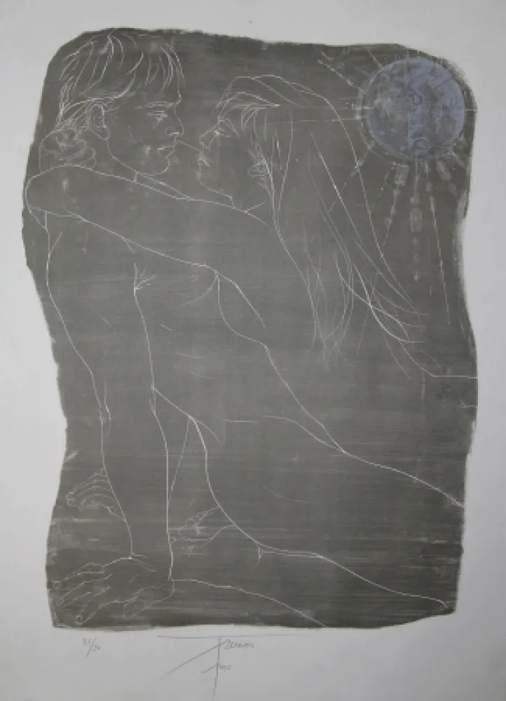 Litografia Trémois - COUPLE ENLACE / INTERTWINED COUPLE - Lithographie Original / Original Lithograph