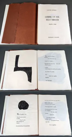 Livro Ilustrado Ubac - R. Esteban. COMME UN SOL PLUS OBSCUR. Avec 14 empreintes d'ardoises de Raoul Ubac (1979)