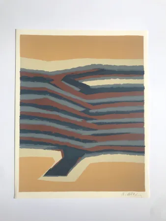 Litografia Ubac - Voies ferrées (la Terre V)