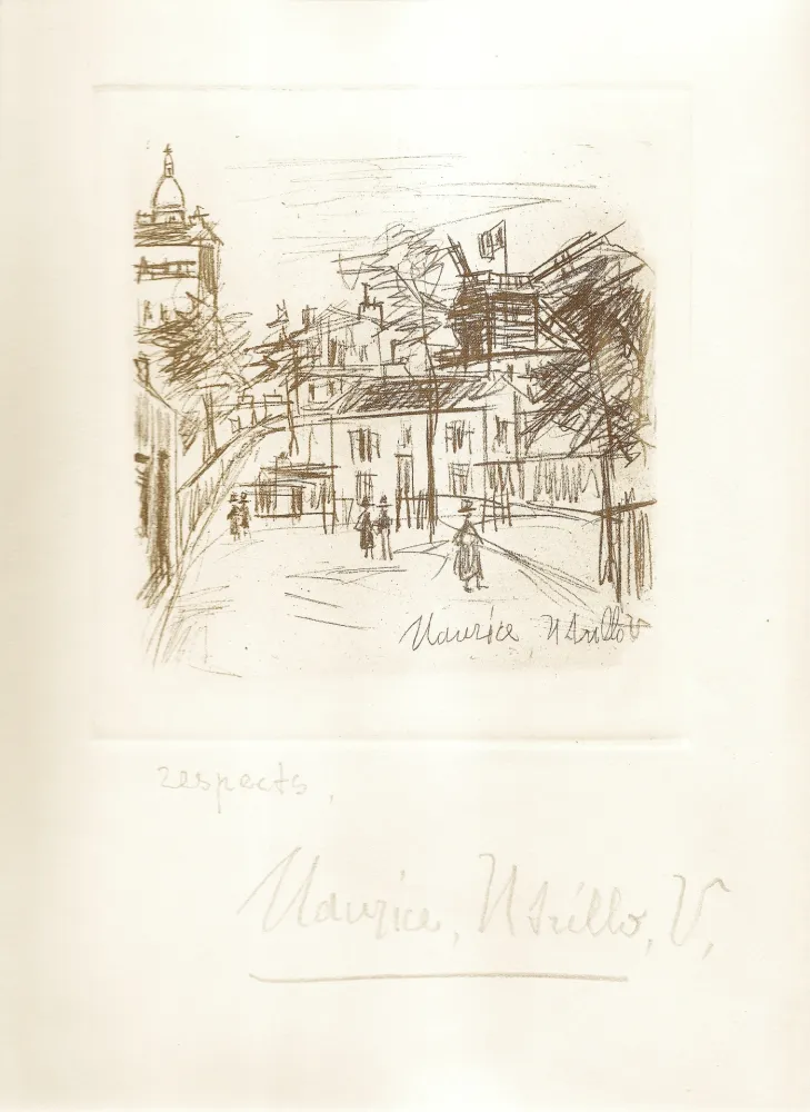 Gravura Utrillo -  Amitiés de Montmartre