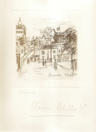 Gravura Utrillo -  Amitiés de Montmartre
