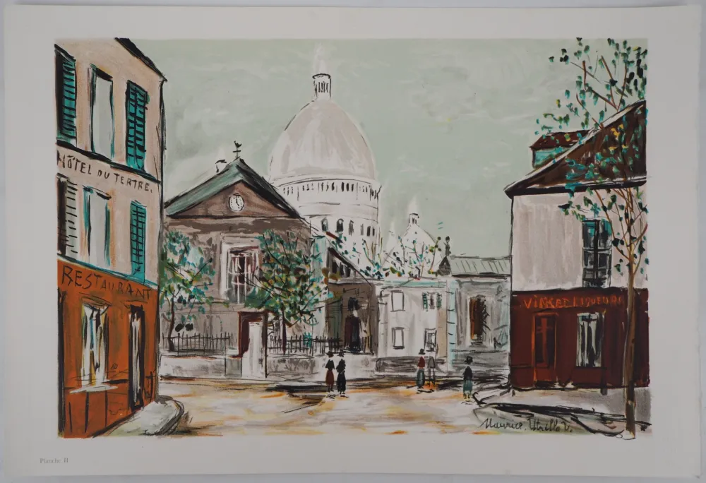 Litografia Utrillo - Eglise Saint-Pierre, Place du Tertre à Montmartre