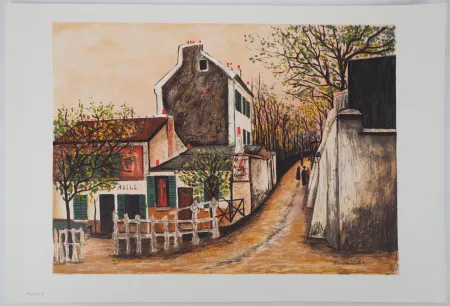 Litografia Utrillo - Le cabaret du Lapin Agile, Montmartre