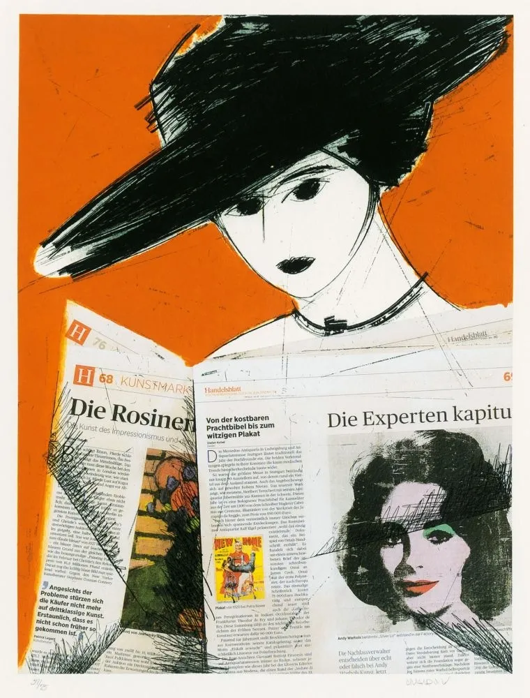 Água-Forte Valdés - Mujer con periodico- Warhol