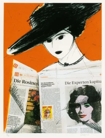 Água-Forte Valdés - Mujer con periodico- Warhol