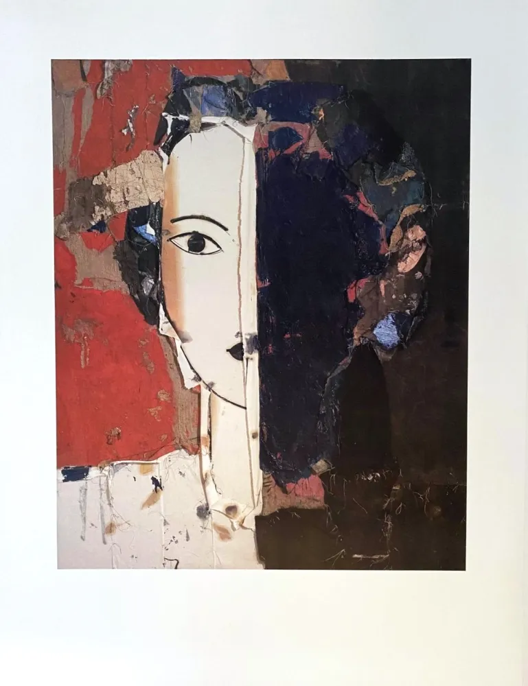 Cartaz Valdés - Retrato Con Medio Rostro Azul