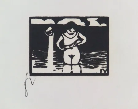 Xilogravura Vallotton - Fillette enlevant sa chemise