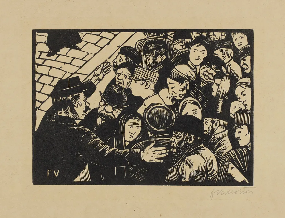 Xilogravura Vallotton - La Foule à Paris 