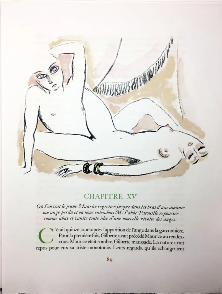 Livro Ilustrado Van Dongen - A. France : LA RÉVOLTE DES ANGES. 58 lithographies en couleurs (1951)