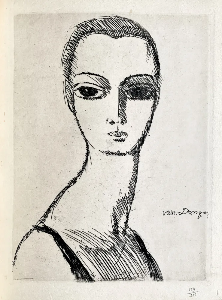 Gravura Van Dongen - Girl with swans neck