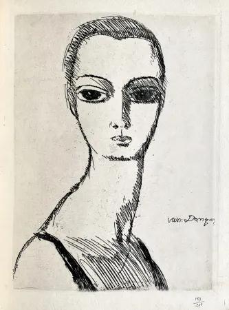 Gravura Van Dongen - Girl with swans neck