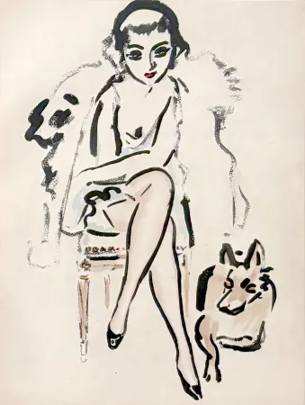 Estêncil Van Dongen - Jeune Femme au Chien