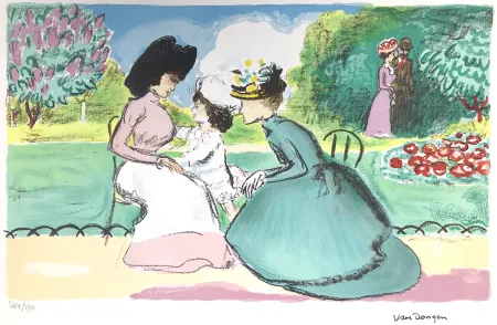 Litografia Van Dongen - Meeting in the Parc