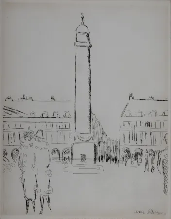 Gravura Van Dongen - Paris 1937 : Place Vendôme, 1937