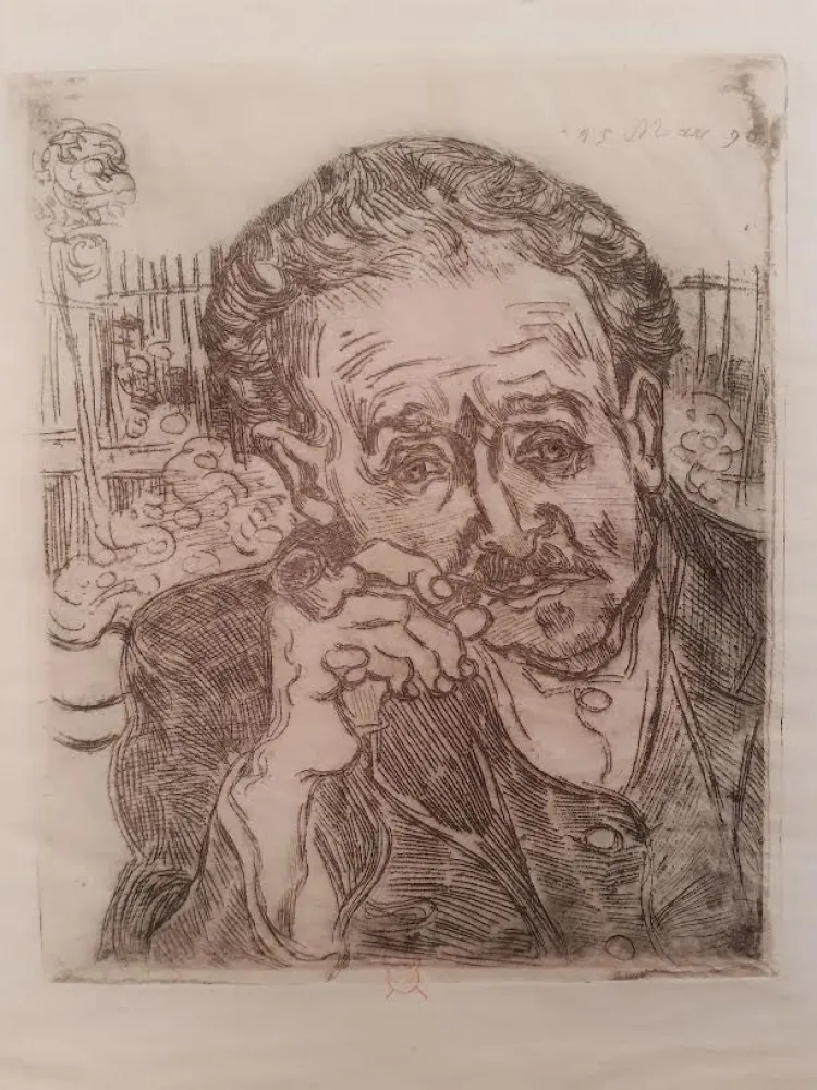 Água-Forte Van Gogh - L'homme a la pipe (Portrait du Docteur Gachet)