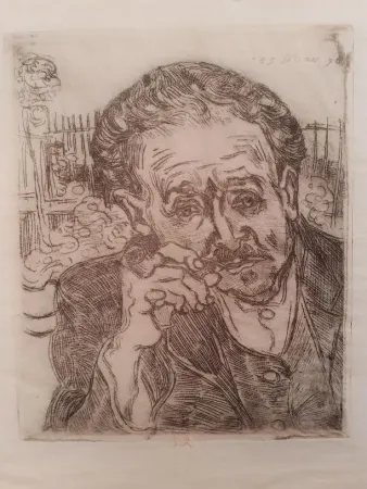 Água-Forte Van Gogh - L'homme a la pipe (Portrait du Docteur Gachet)