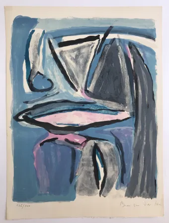 Litografia Van Velde - Ailleurs bleu