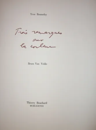 Livro Ilustrado Van Velde - Cinq remarques sur la couleur