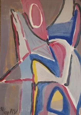 Litografia Van Velde - Combat