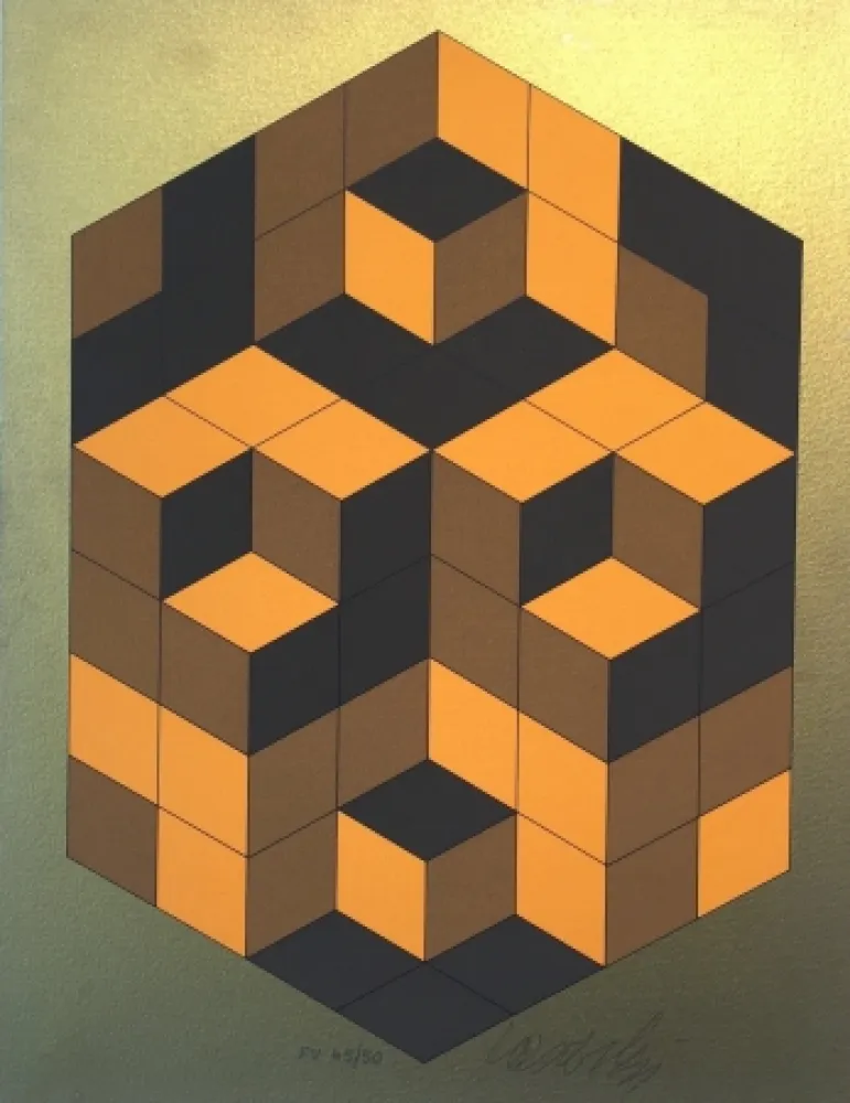 Serigrafia Vasarely - Composition Gold