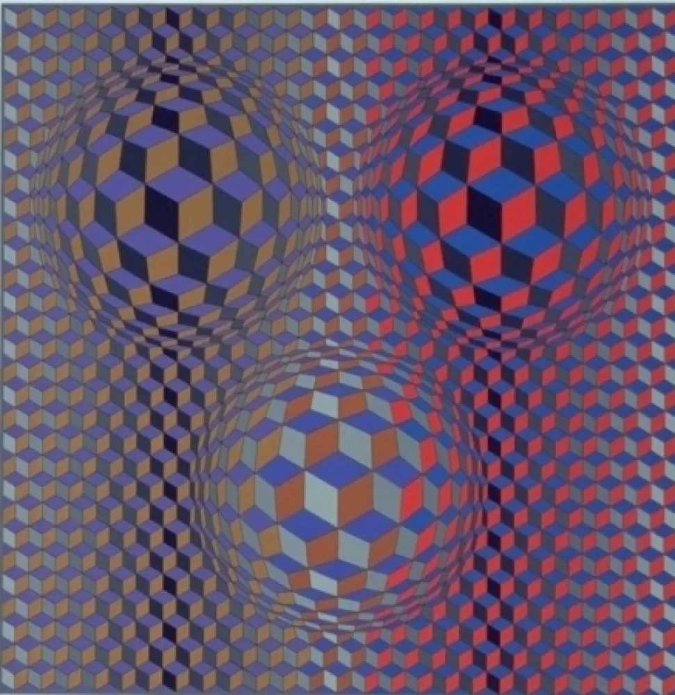 Litografia Vasarely - Conjonction