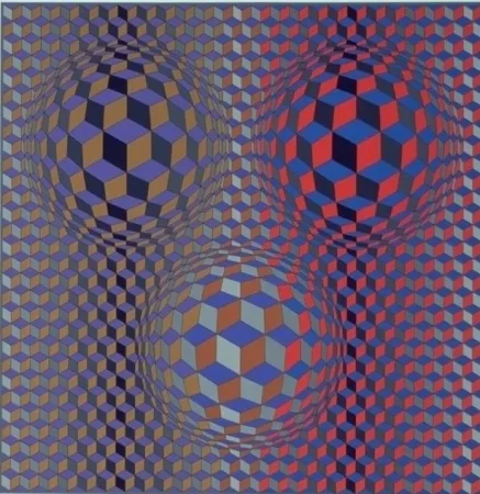 Litografia Vasarely - Conjonction