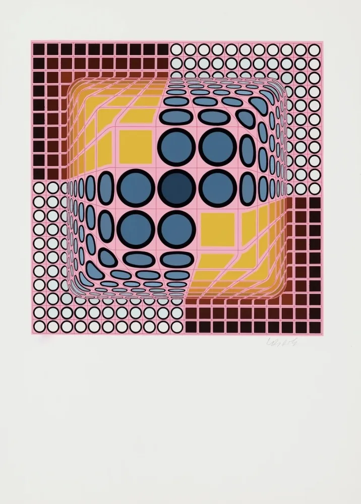 Múltiplo Vasarely - Pink Composition, c