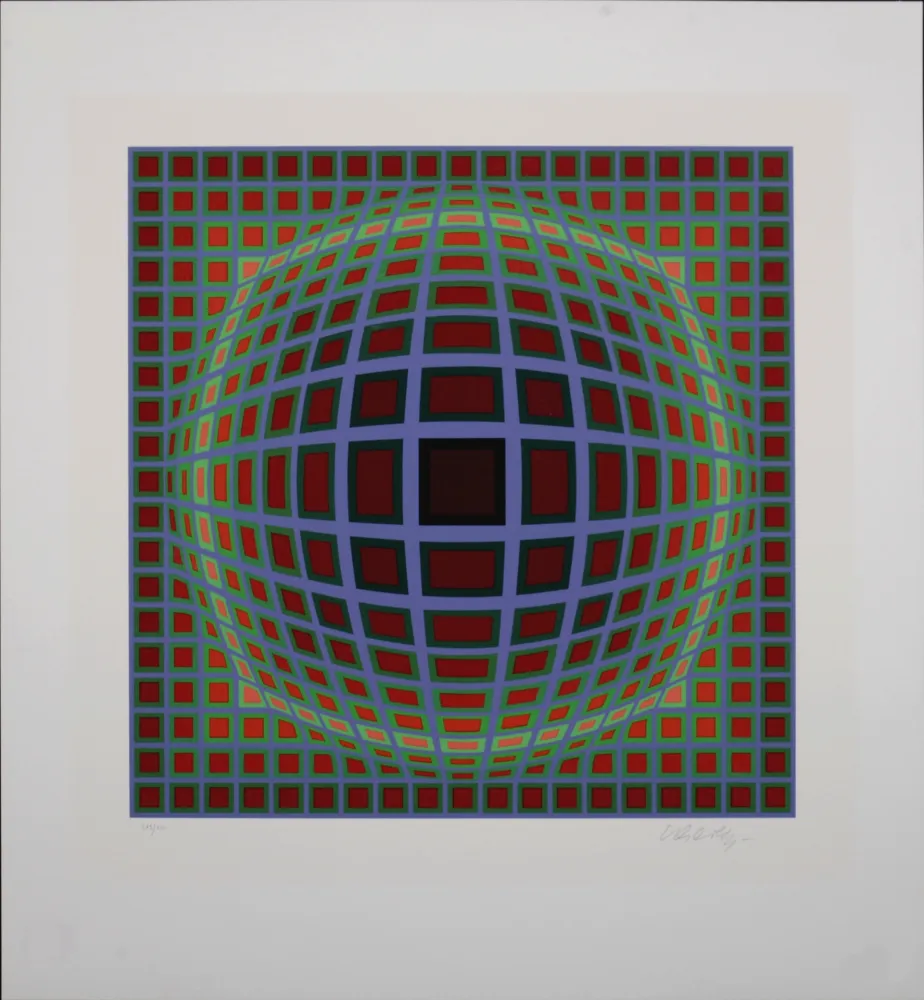 Serigrafia Vasarely - Titan B, 1985 - Hand-signed!
