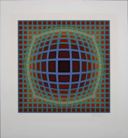 Serigrafia Vasarely - Titan B, 1985 - Hand-signed!