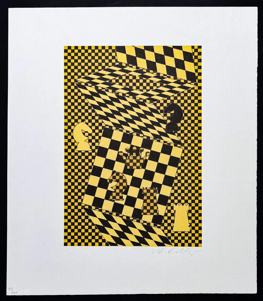 Litografia Vasarely - Victor Vasarely (1906–1997) - ECHIQUIER - Lithograph on BFK Rives paper - 1935
